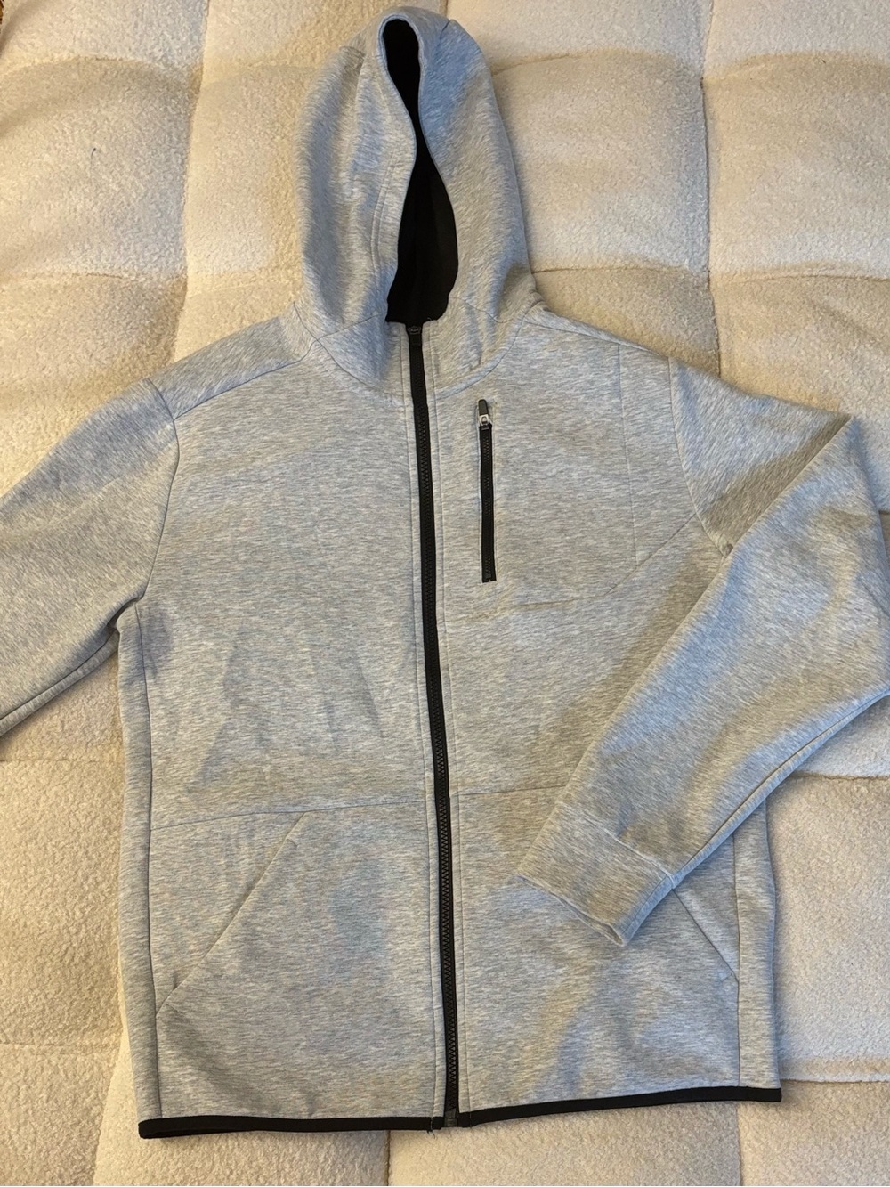 DSG Mens Tech Fleece Full Zip Hoodie Jacket Heather Grey Black Size S